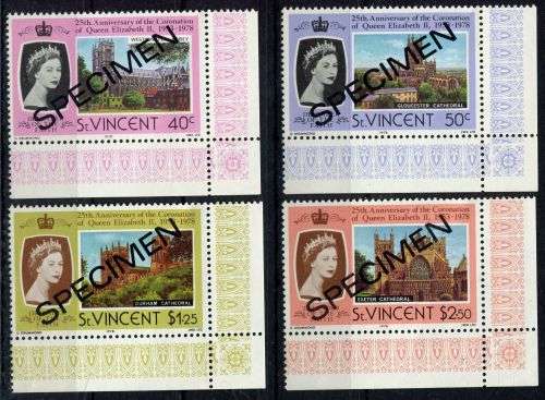 St. Vincent - Specimen - QEII 25th Anniversary of Coronation 1978 - MNH