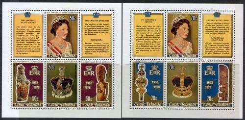 Cook Islands - 2 Miniature Sheets - QEII 25th Anniversary of Coronation 1978 - MNH