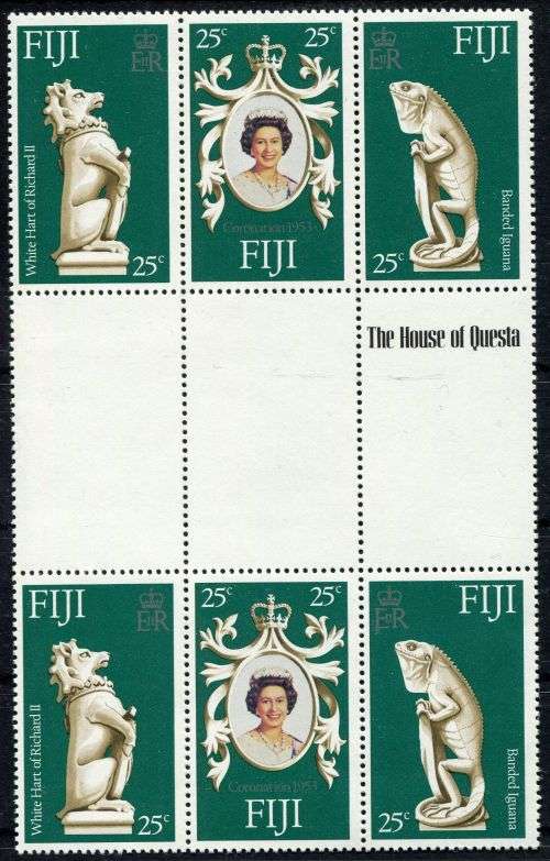 Fiji - Gutter Block - QEII 25th Anniversary of Coronation 1978 - MNH