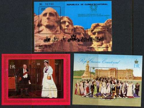 Equatorial Guinea - 3 Miniature Sheets - QEII 25th Anniversary of Coronation 1978 - MNH