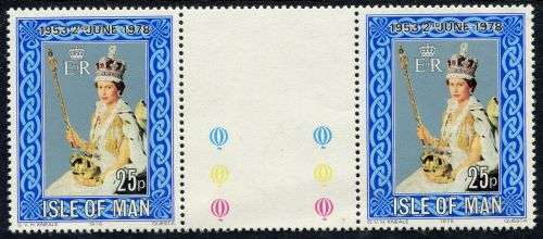 Isle of Man - Gutter Pair - QEII 25th Anniversary of Coronation 1978 - MNH