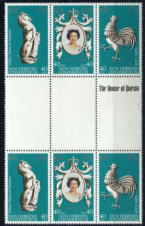 New Hebrides (British) - Gutter Block - QEII 25th Anniversary of Coronation 1978 - MNH