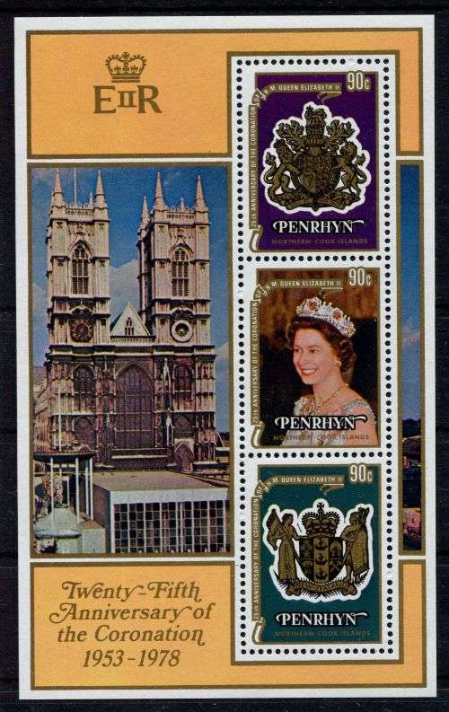 Penrhyn Island - Miniature Sheet - QEII 25th Anniversary of Coronation 1978 - MNH