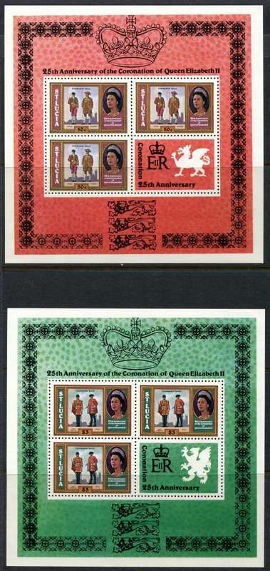 St. Lucia - Sheets - QEII 25th Anniversary of Coronation 1978 - MNH