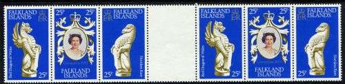 Falkland Islands - Gutter strip - QEII 25th Anniversary of Coronation 1978 - MNH
