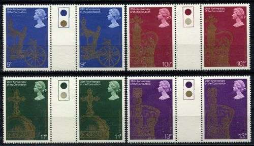 Great Britain - Traffic Light Gutter Pairs - QEII 25th Anniversary of Coronation 1978 - MNH