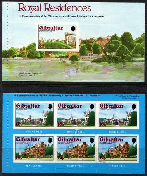 Gibraltar - 2 Booklet Panes - QEII 25th Anniversary of Coronation 1978