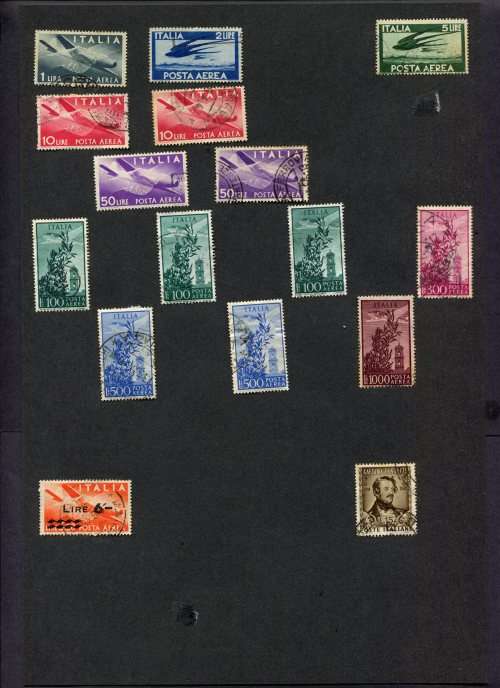 Italy - 16 Stamps Mounted(Hinged) on Old Album Page