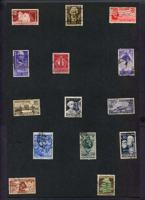 Italy - 14 Stamps Mounted(Hinged) on Old Album Page