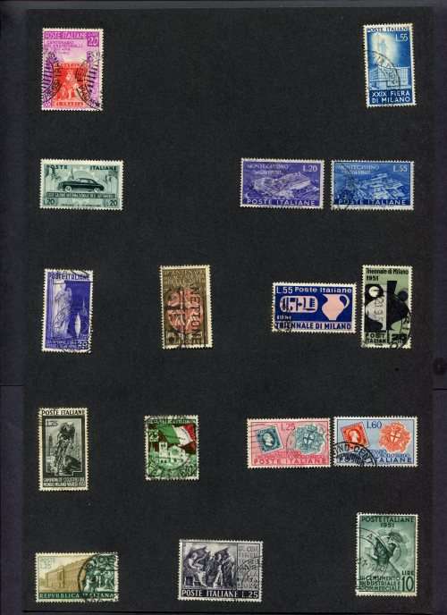 Italy - 16 Stamps Mounted(Hinged) on Old Album Page