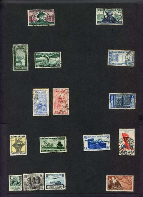 Italy - 16 Stamps Mounted(Hinged) on Old Album Page