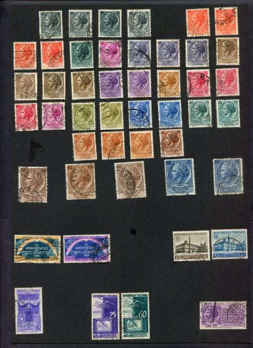 Italy - 47 Stamps Mounted(Hinged) on Old Album Page