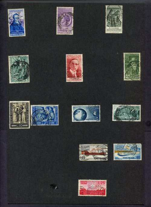 Italy - 13 Stamps Mounted(Hinged) on Old Album Page