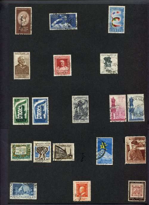 Italy - 19 Stamps Mounted(Hinged) on Old Album Page