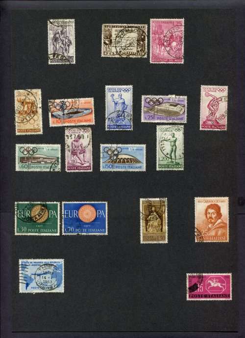 Italy - 18 Stamps Mounted(Hinged) on Old Album Page