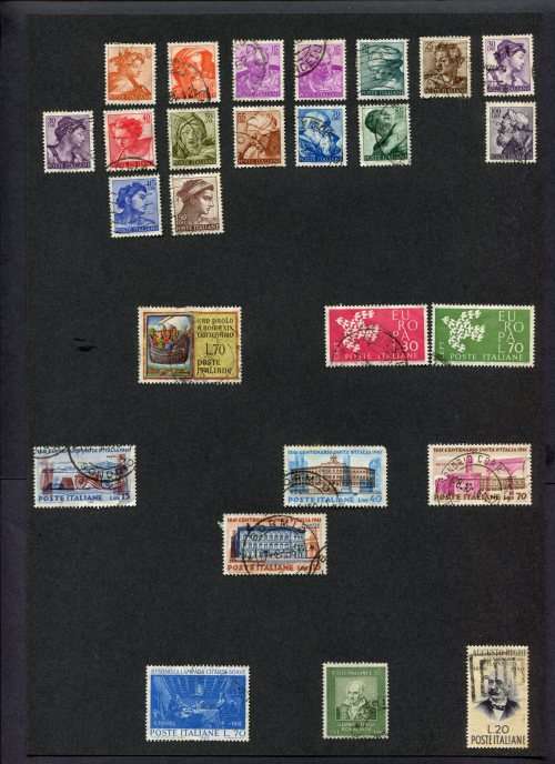 Italy - 26 Stamps Mounted(Hinged) on Old Album Page