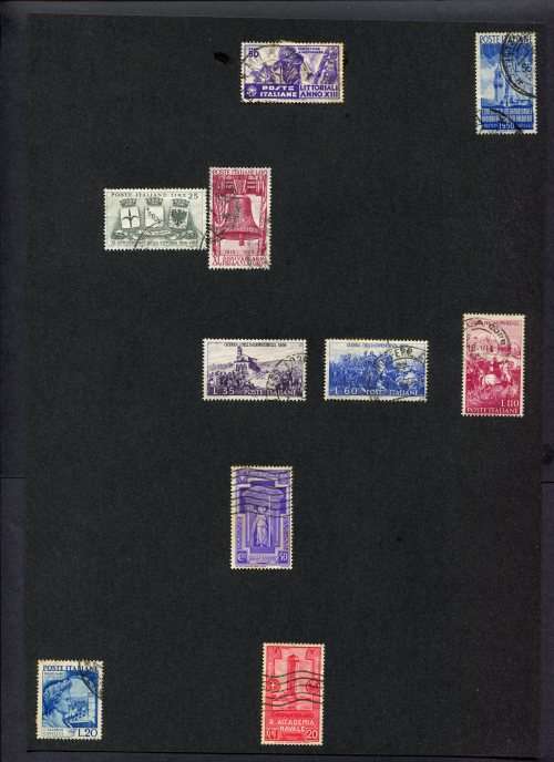 Italy - 10 Stamps Mounted(Hinged) on Old Album Page