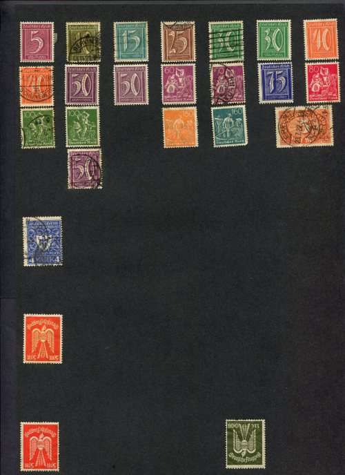 Germany - 24 Stamps Mounted(Hinged) on Old Album Page