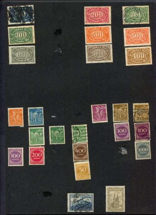 Germany - 26 Stamps Mounted(Hinged) on Old Album Page