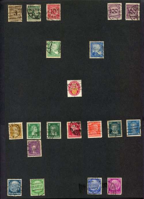 Germany - 20 Stamps Mounted(Hinged) on Old Album Page