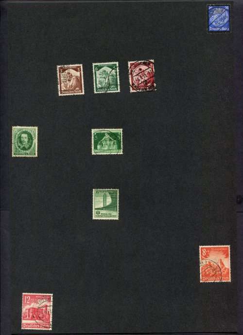 Germany - 9 Stamps Mounted(Hinged) on Old Album Page