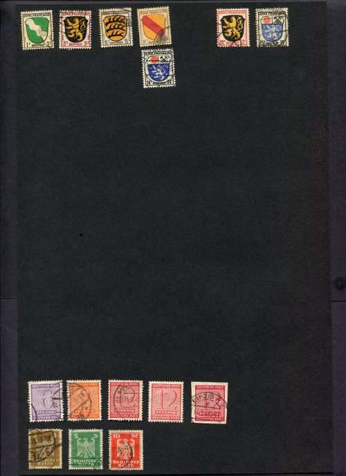 Germany - 15 Stamps Mounted(Hinged) on Old Album Page