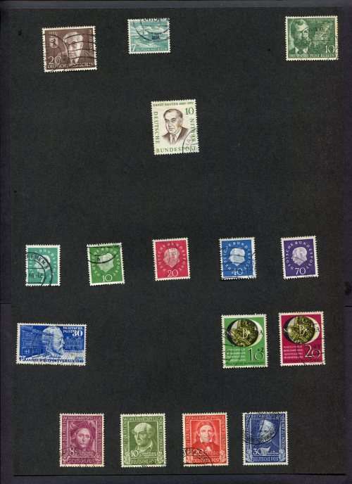 Germany - 16 Stamps Mounted(Hinged) on Old Album Page