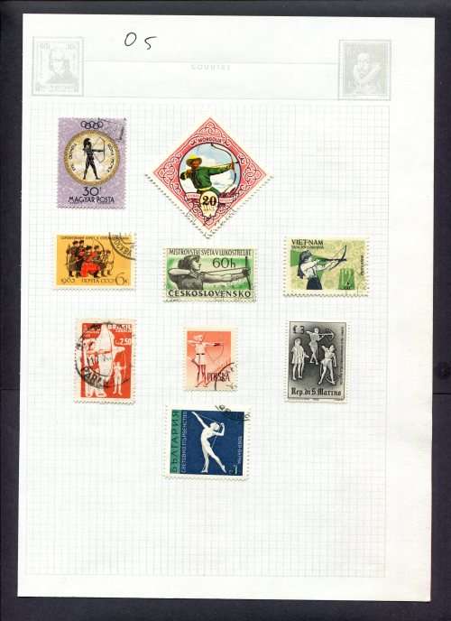 Sport - 9 Stamps Mounted(Hinged) on Album Page