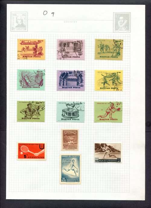 Sport - 13 Stamps Mounted(Hinged) on Album Page