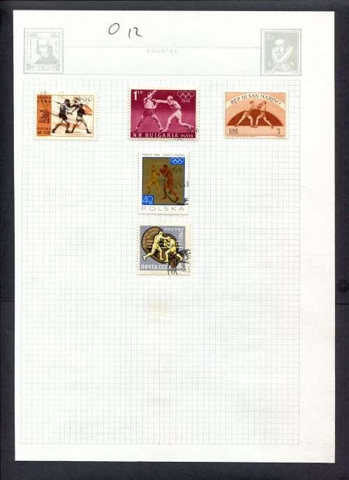 Sport - 5 Stamps Mounted(Hinged) on Album Page