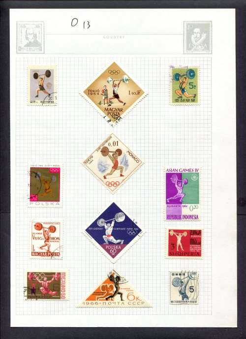Sport - 12 Stamps Mounted(Hinged) on Album Page