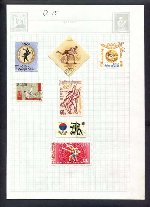 Sport - 7 Stamps Mounted(Hinged) on Album Page