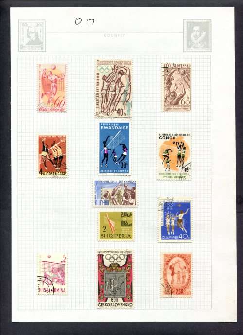 Sport - 12 Stamps Mounted(Hinged) on Album Page