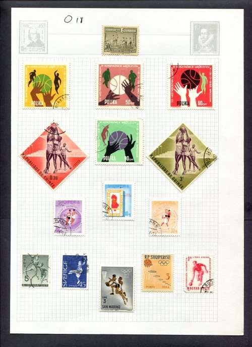 Sport - 15 Stamps Mounted(Hinged) on Album Page