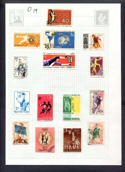 Sport - 15 Stamps Mounted(Hinged) on Album Page