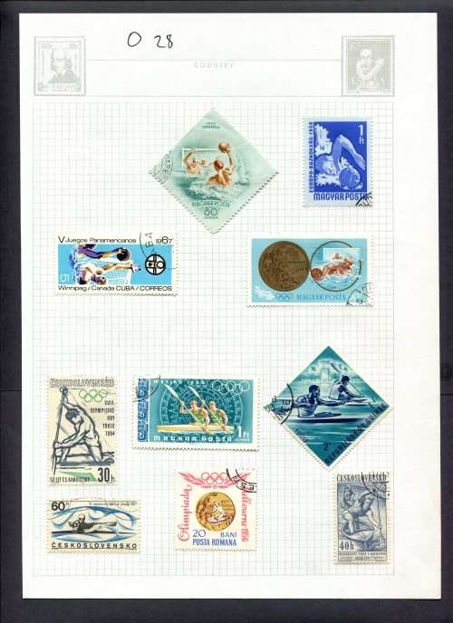 Sport - 10 Stamps Mounted(Hinged) on Album Page