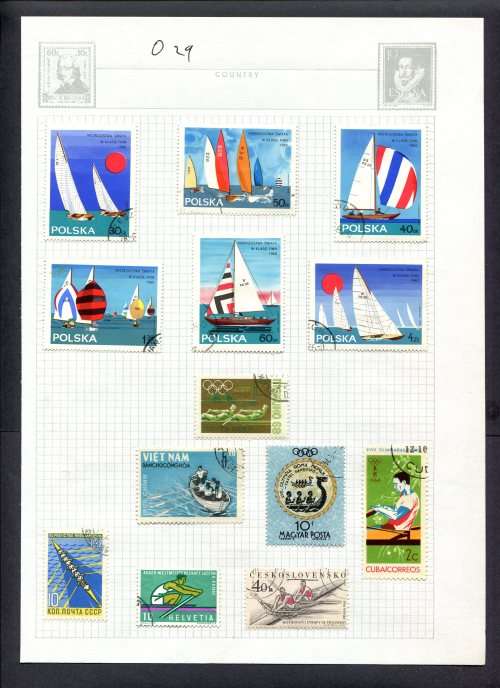 Sport - 13 Stamps Mounted(Hinged) on Album Page