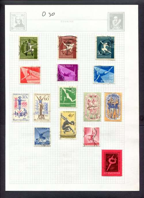 Sport - 15 Stamps Mounted(Hinged) on Album Page