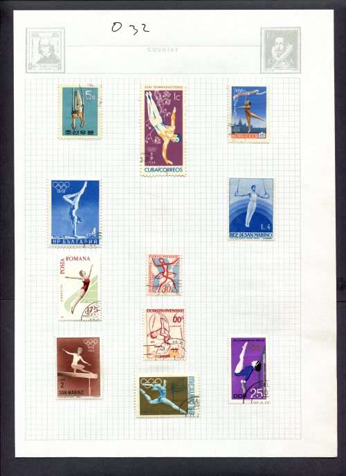 Sport - 11 Stamps Mounted(Hinged) on Album Page