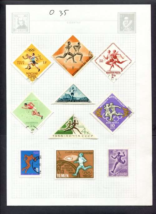 Sport - 10 Stamps Mounted(Hinged) on Album Page