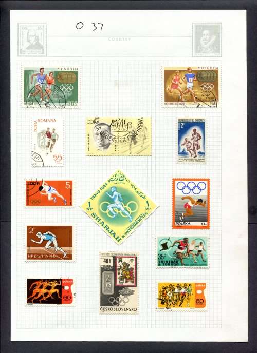 Sport - 13 Stamps Mounted(Hinged) on Album Page