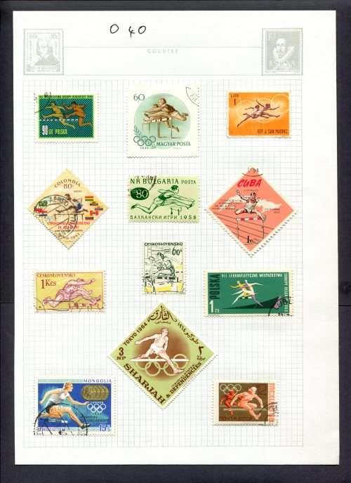Sport - 12 Stamps Mounted(Hinged) on Album Page
