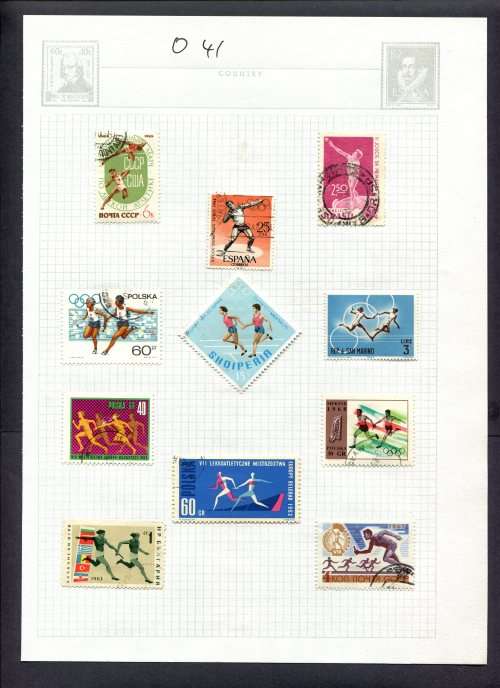 Sport - 11 Stamps Mounted(Hinged) on Album Page