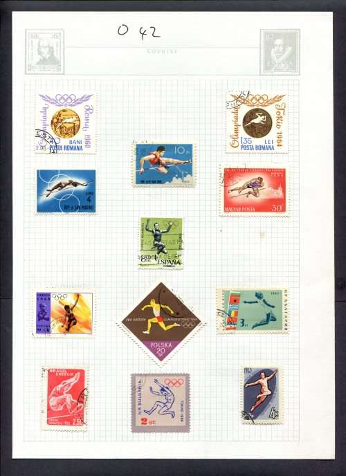 Sport - 12 Stamps Mounted(Hinged) on Album Page