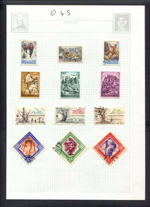 Sport - 12 Stamps Mounted(Hinged) on Album Page