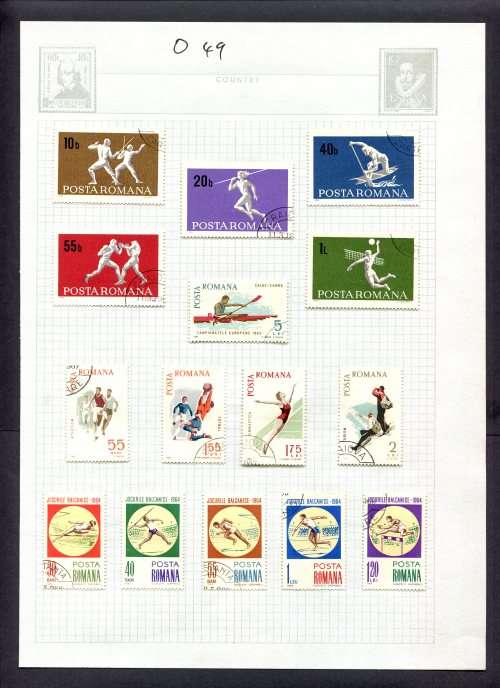 Sport - 15 Stamps Mounted(Hinged) on Album Page