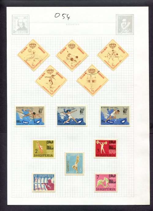 Sport - 13 Stamps Mounted(Hinged) on Album Page