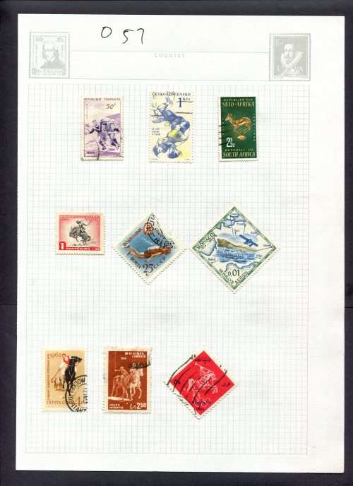 Sport - 9 Stamps Mounted(Hinged) on Album Page