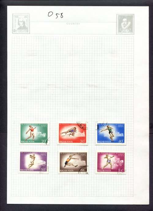 Sport - 6 Stamps Mounted(Hinged) on Album Page