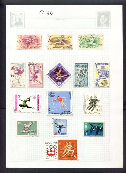 Sport - 15 Stamps Mounted(Hinged) on Album Page